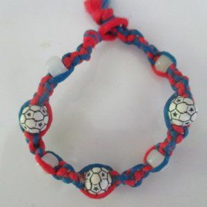 Macrame Soccer Friendship Bracelet Red White and Blue USA USWNT